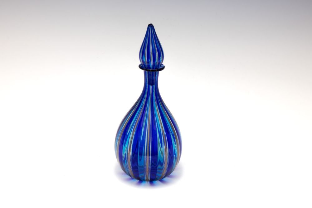 Lot 121: A Vintage Venetian Blue Glass Decanter.