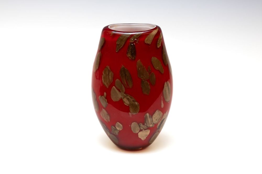 Lot 125: A Vintage Large Murano Red Glass Vase from...