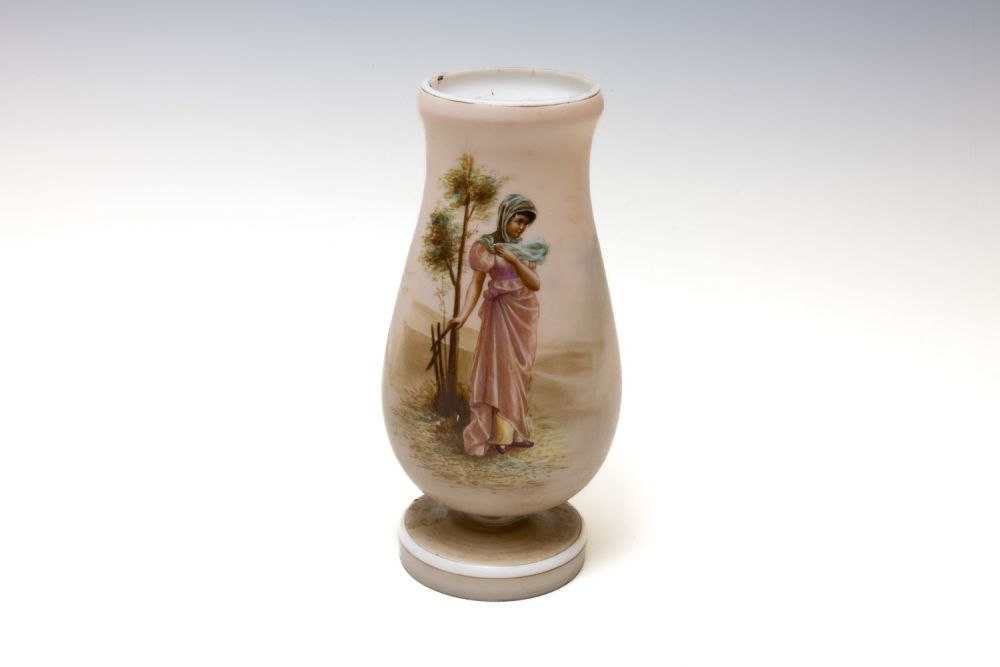 Lot 127: A Victorian Opaline Vase Depicting a Woman in...