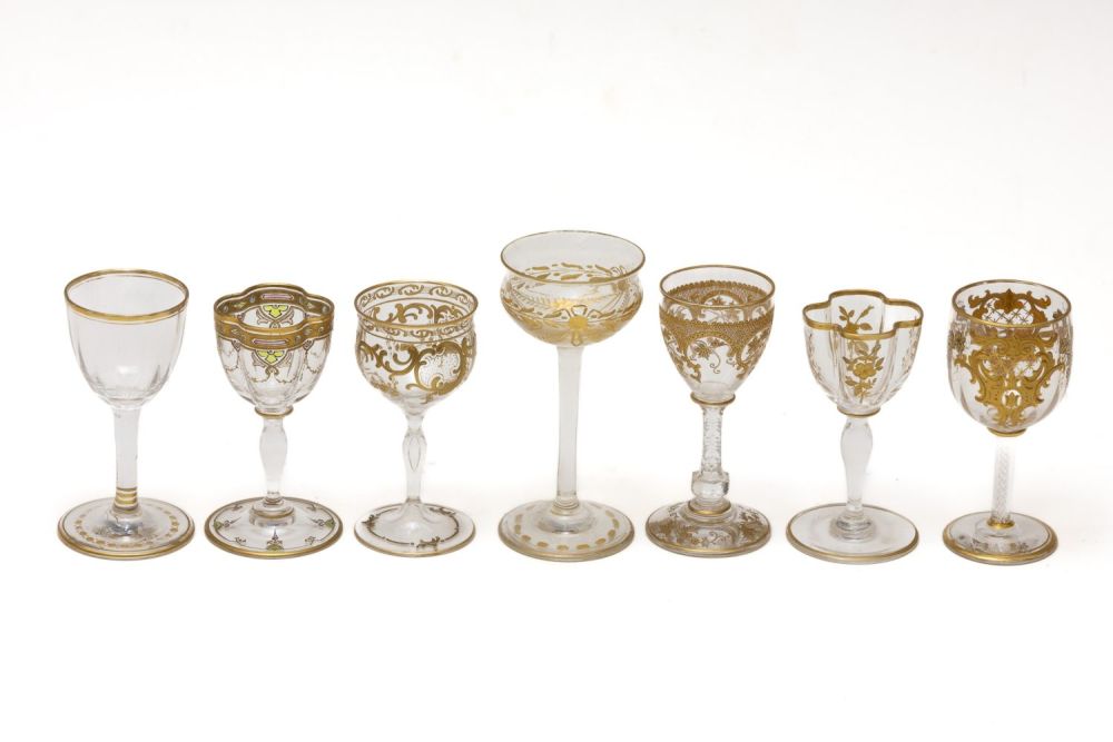 Lot 134: A Lot of 7 Vintage Bohemian Glass Goblets.