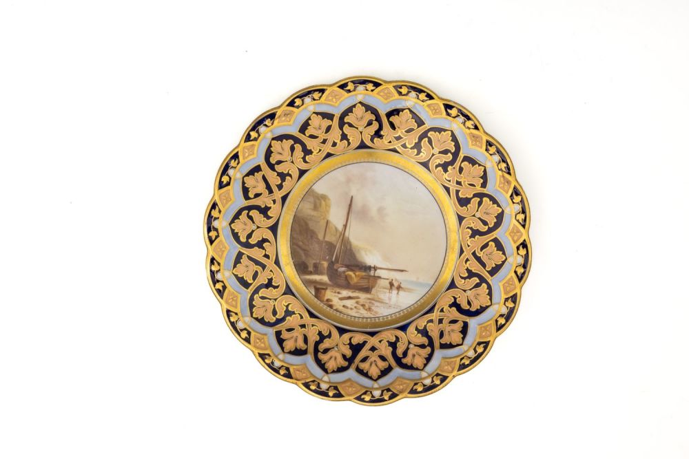 Lot 142: A Vintage Continental Porcelain Plate Depicting a Ship...