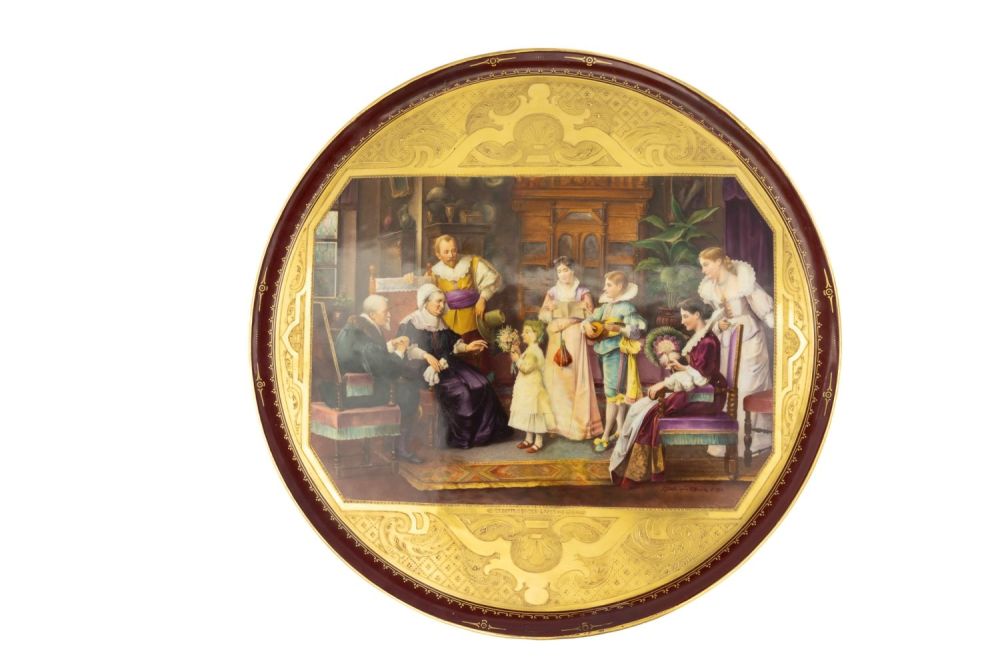 Lot 145: A Large Vienna Porcelain & Gilt Plate Depicting...