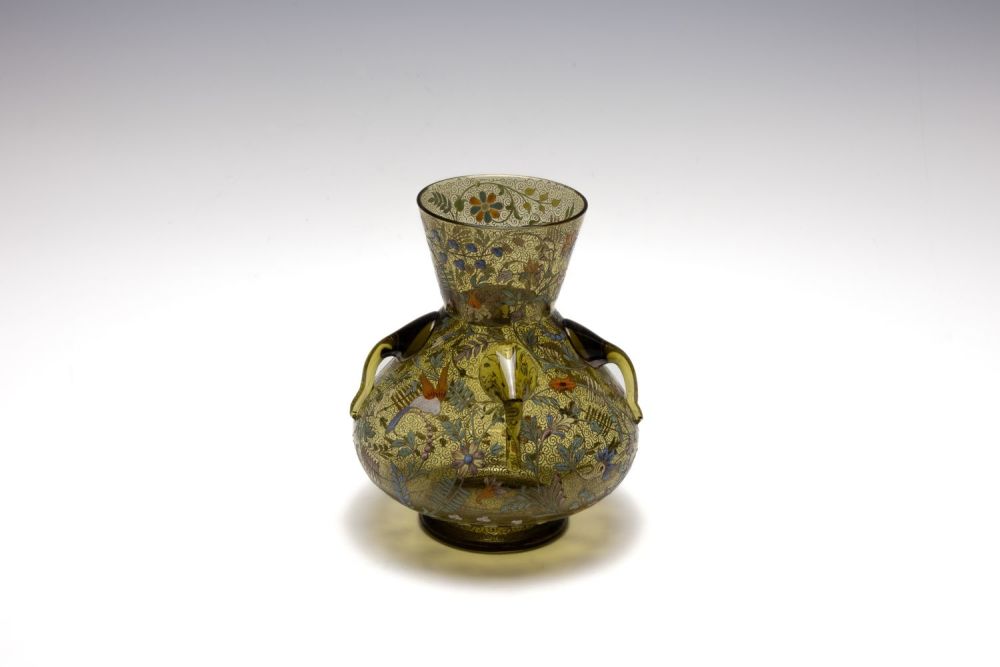 Lot 146: A Vintage Enamel and Gilted Glass Mosque Lamp...