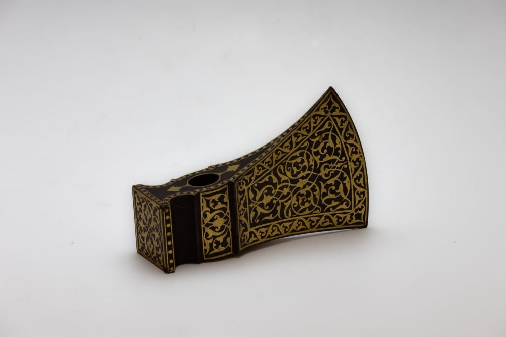 Lot 148: A Rare Islamic Qajar Battle Axe with Gold...