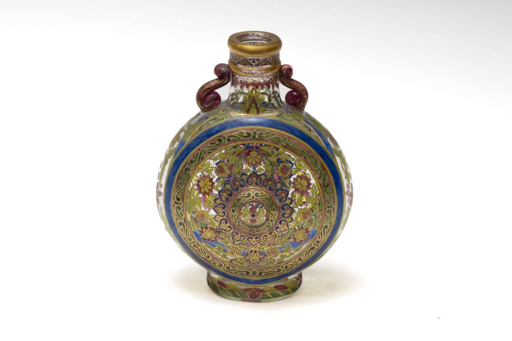 Lot 158: A German or Bohemian Glass & Enamel Vase...