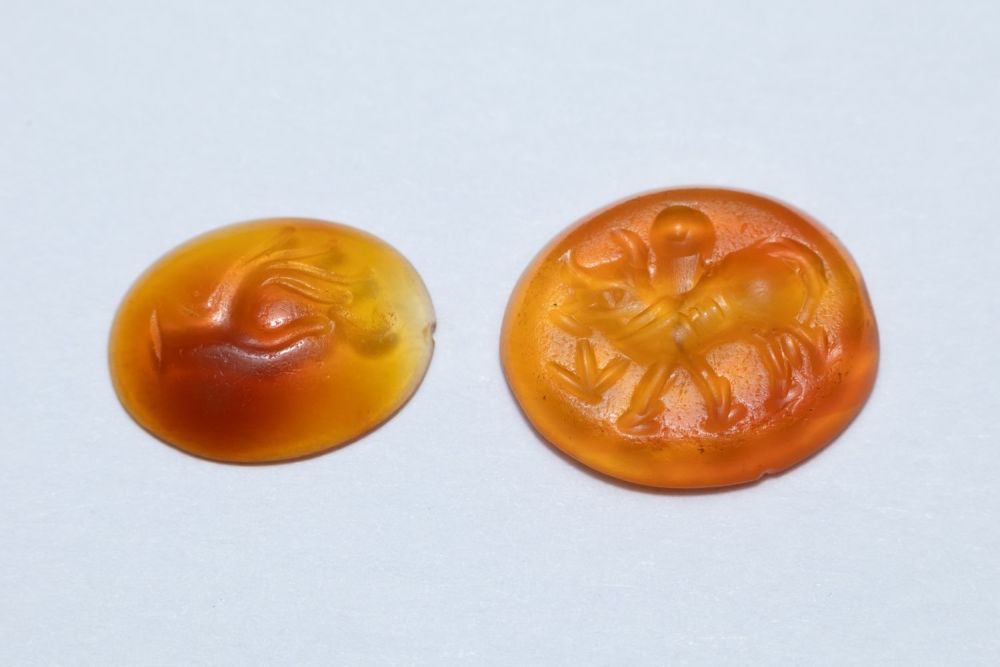 Lot 203: A Lot of 2 Ancient Roman Yellow Agate...