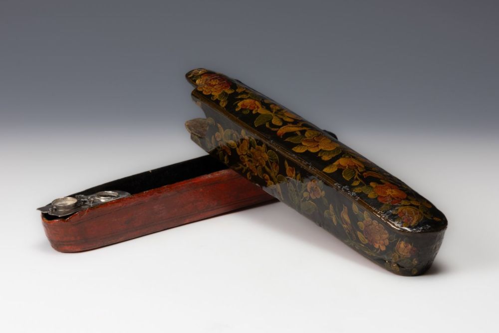 Lot 273: A Qajar Paper Mache Pen Case Qalamdan from...