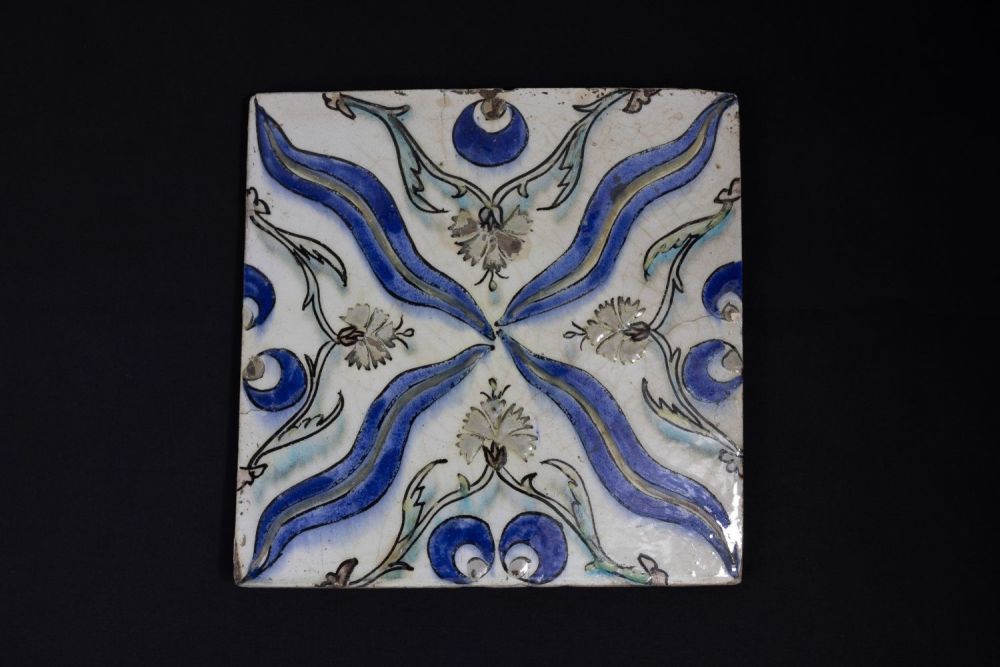 Lot 342: A Rare Ottoman Ceramic Tile with a Chintamani...