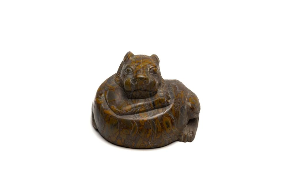Lot 350: A Large Chinese Agate Figure of a Tiger.