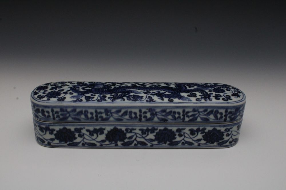 Lot 354: A Chinese Blue & White Doucai Porcelain Pen...
