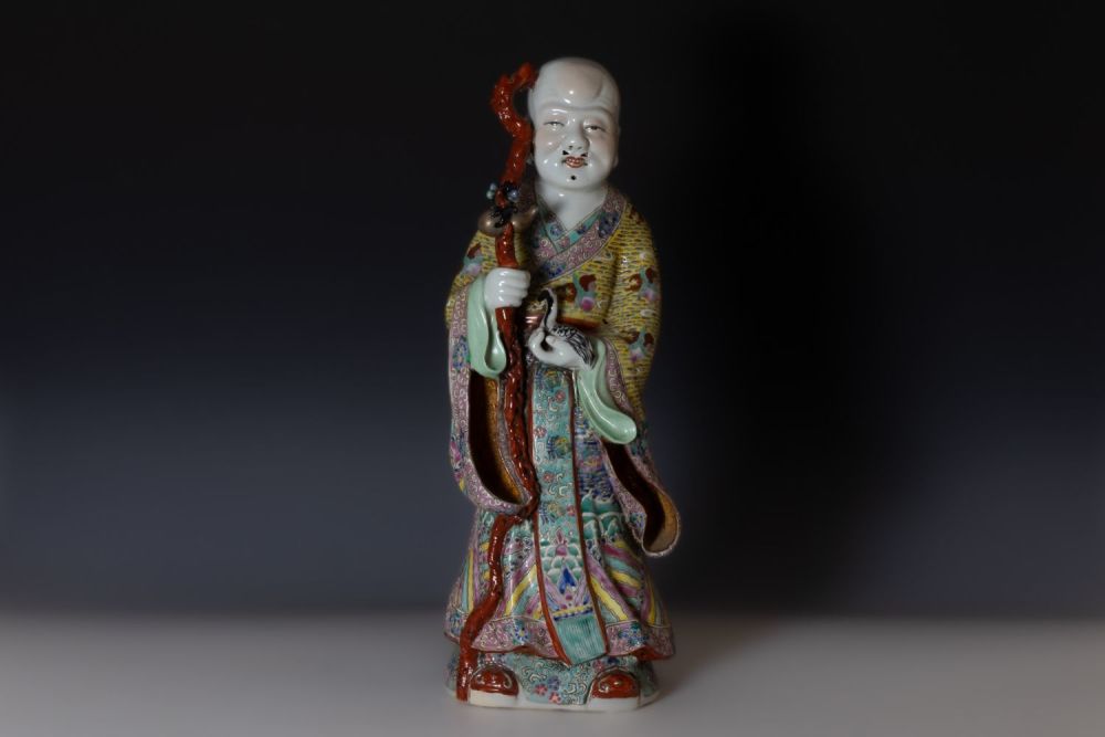 Lot 373: A Chinese Large Famille Rose Enamel Porcelain Figure...