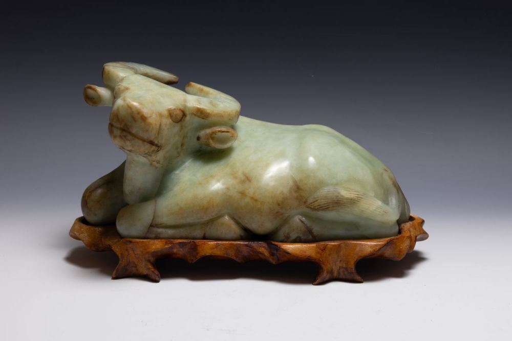 Lot 375: A Chinese Large Jade Figure of a Buffalo...