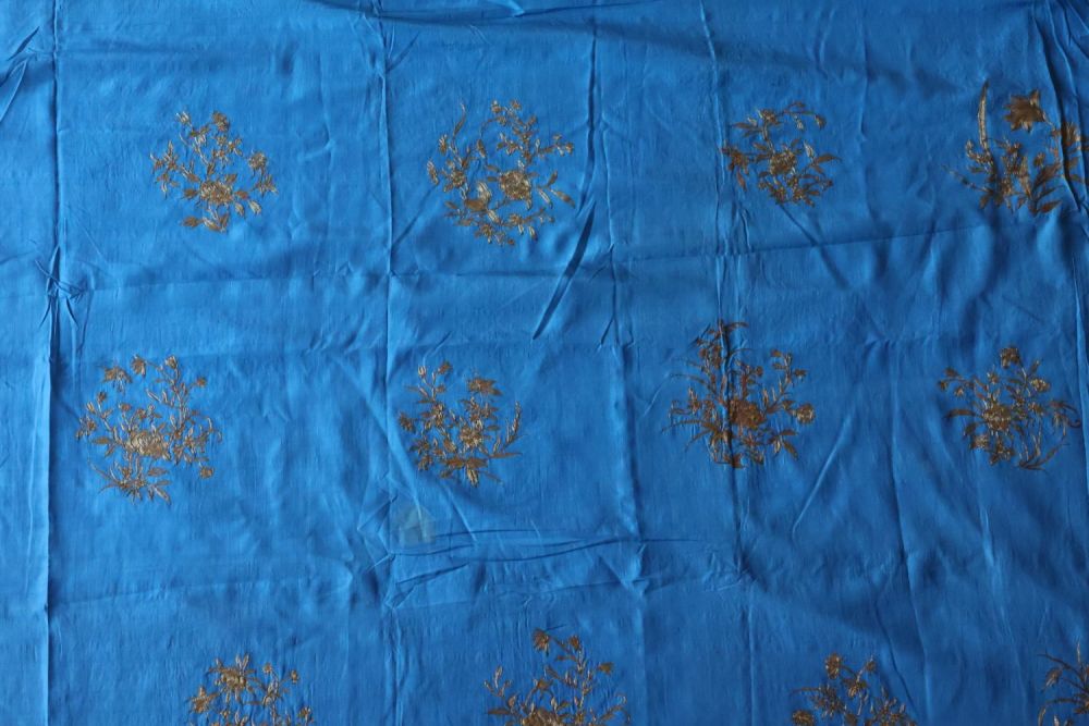 Lot 391: A Japanese Silk Fabric & Gold Threaded Embroidery...
