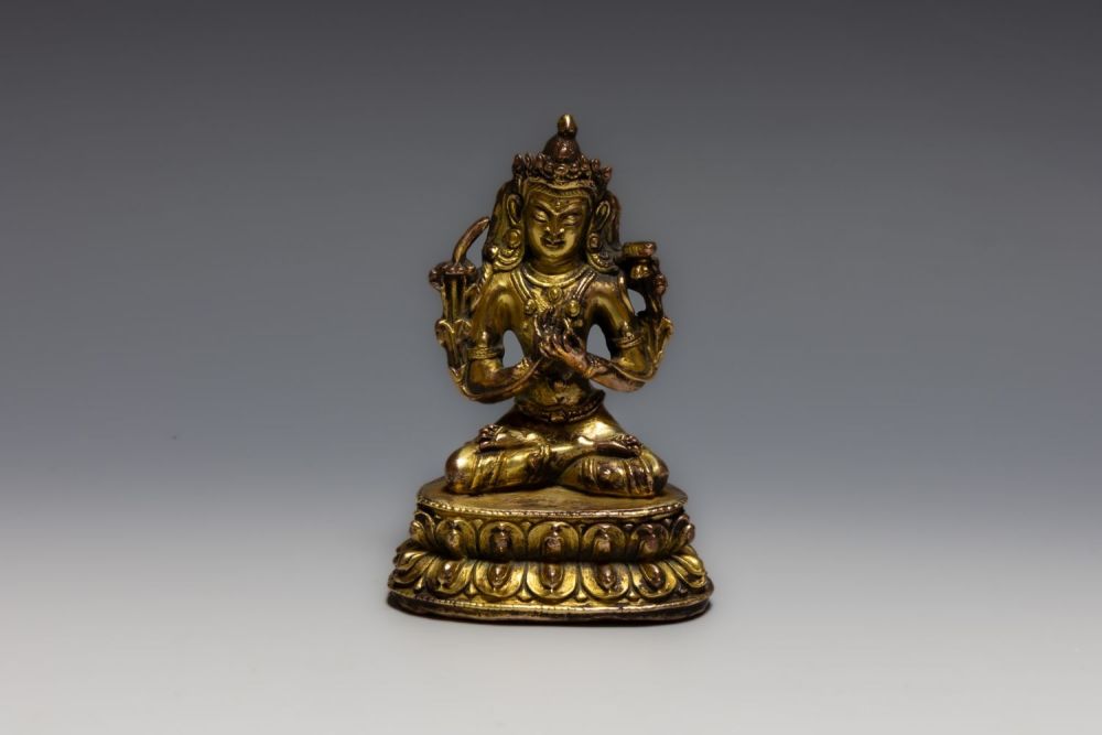 Lot 401: A Tibetan Bronze Buddhist Vajradhara Statue from the...