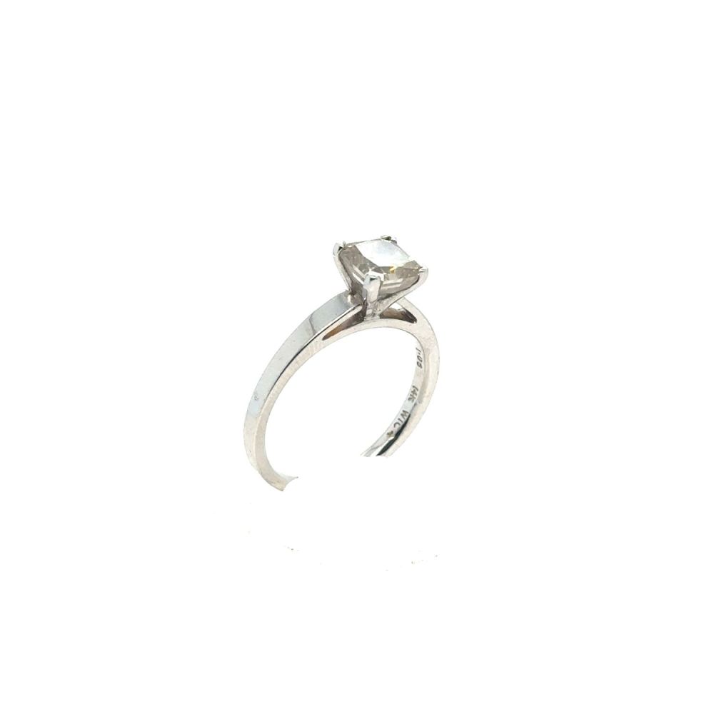 Lot 435: A Square Radiant Cut Diamond Solitaire Ring in...