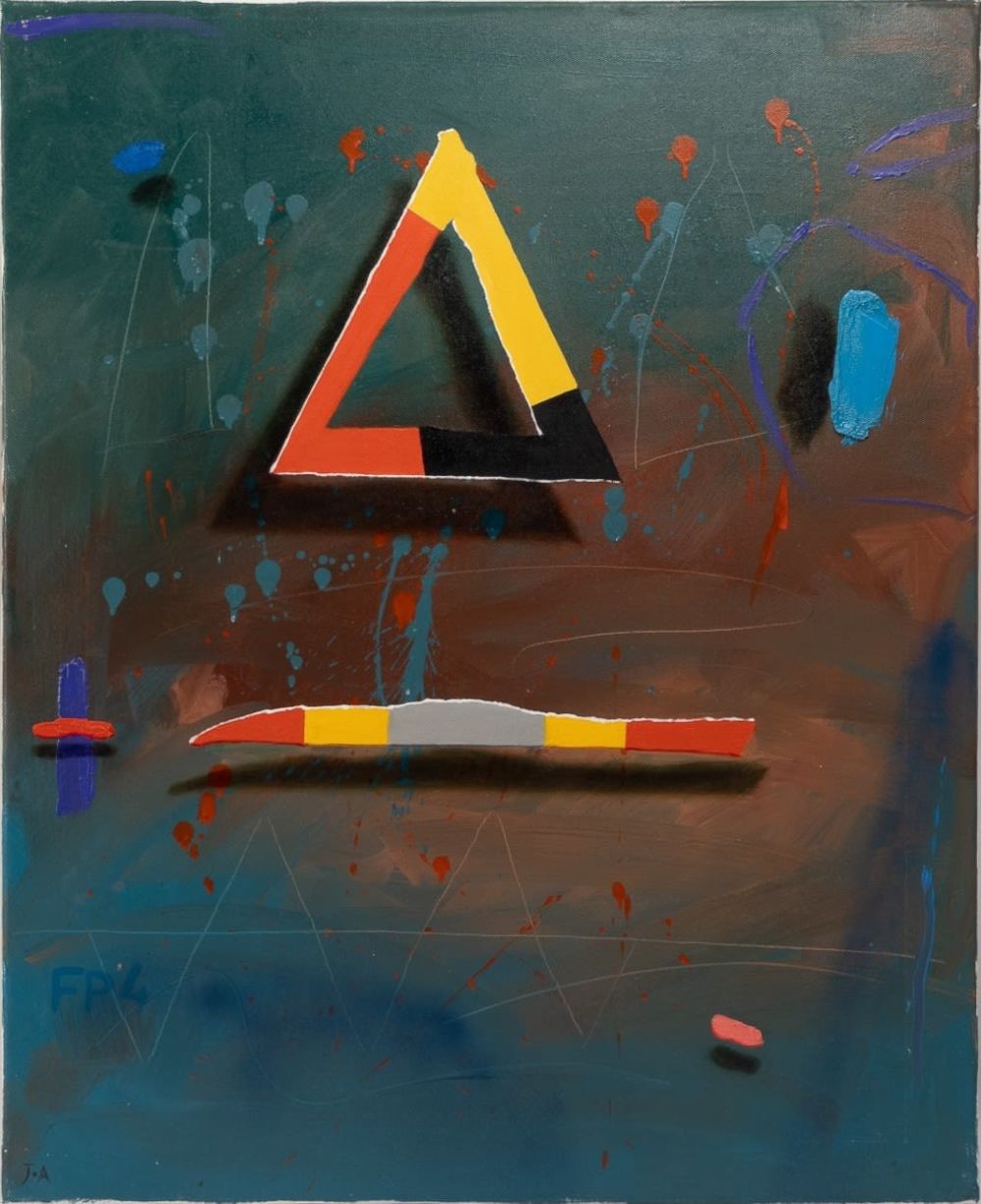 Lot 481: A Modern Painting, Triangle in Orbit of Green...