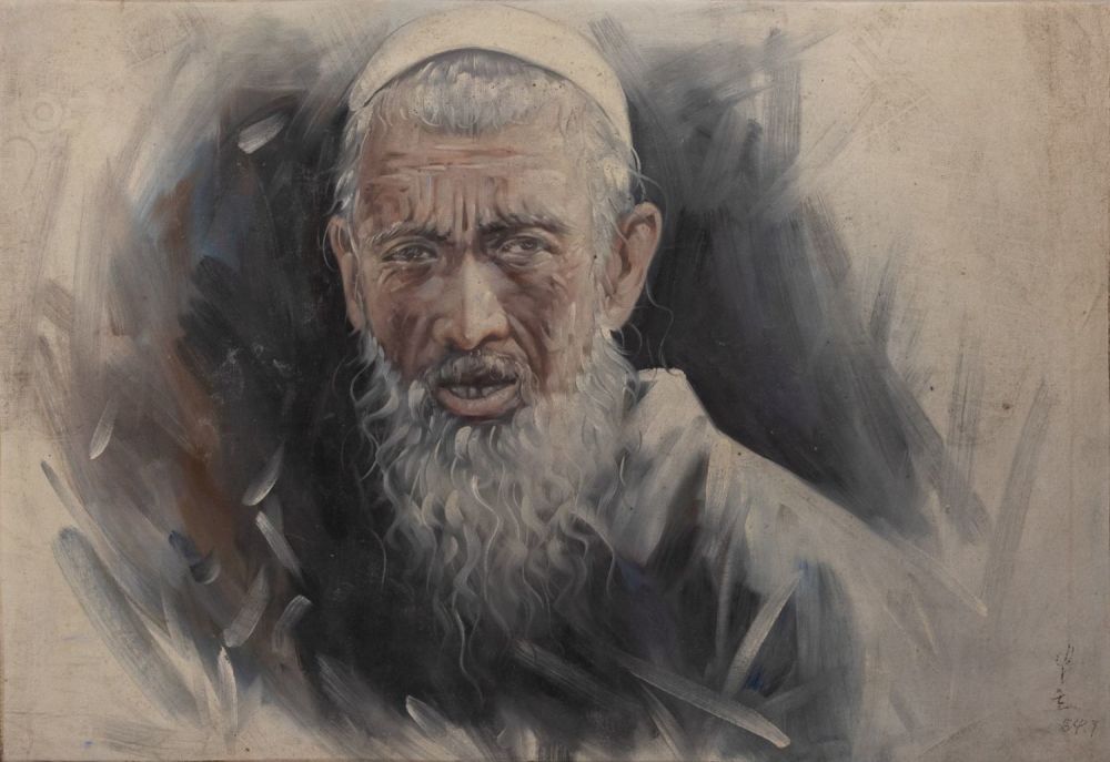 Lot 488: A Chinese Signed Oil Painting on Fabric Depicting...