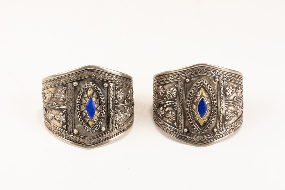 Lot 57: A Pair of Tribal Afghan Turkmen Silver and...
