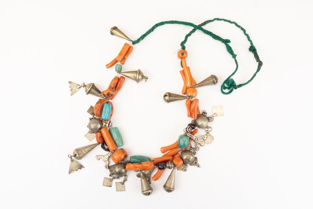 Lot 59: A Tribal Moroccan Barber Coral, Silver & Amazonite...