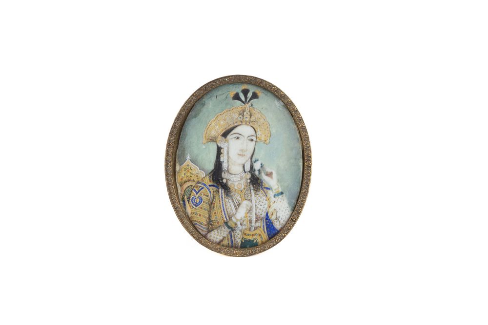 Lot 129: An Indian Miniature of a Princess Probably Mughal...