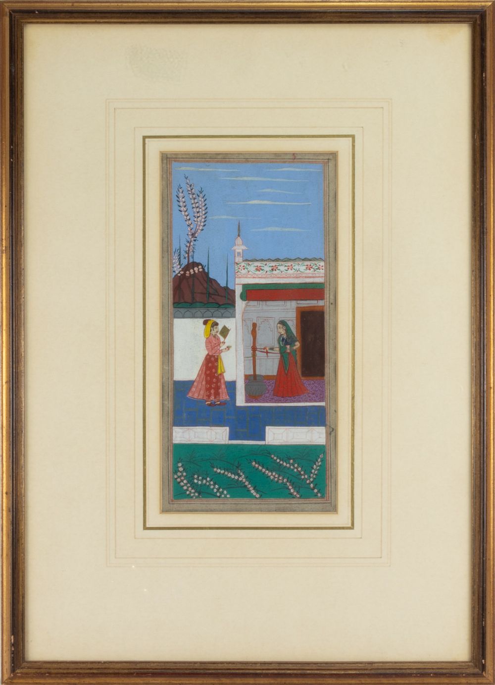 Lot 133: An Indian Miniature Depicting a Man & Woman...