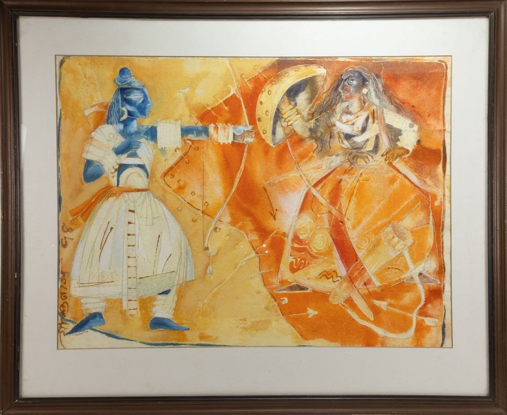 Lot 149: A Large Indian Contemporary Painting, Signed Bottom Left