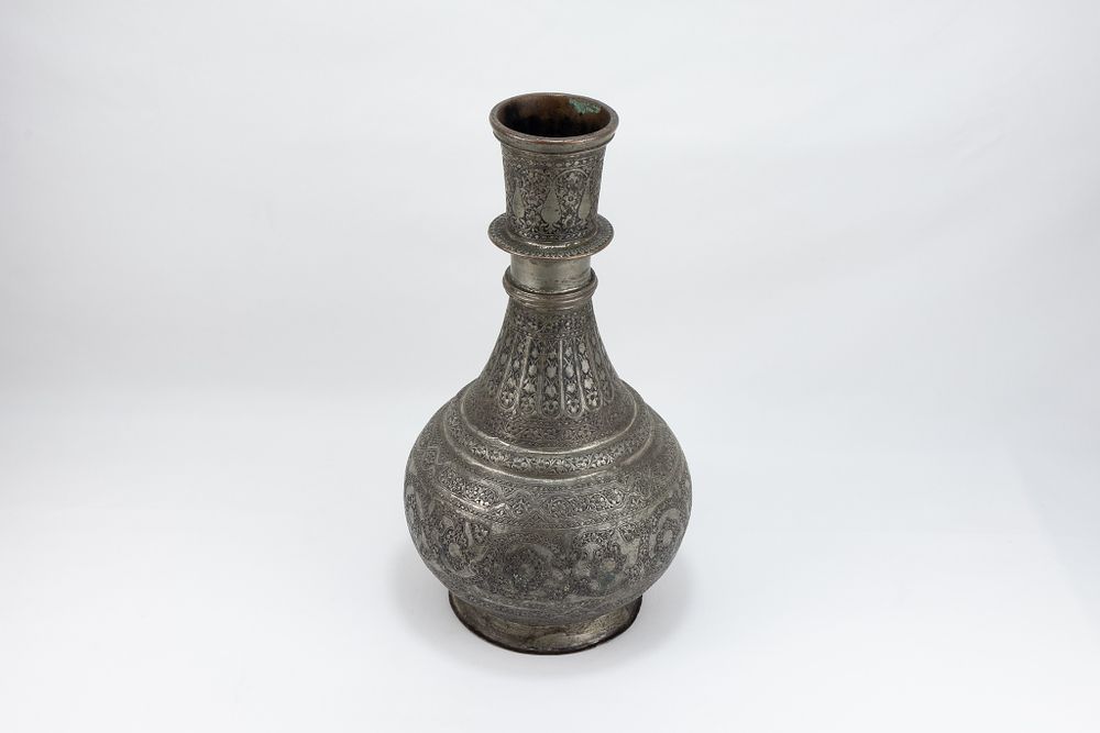 Lot 161: An Indo- Persian Copper Hookah Base with Intricate...