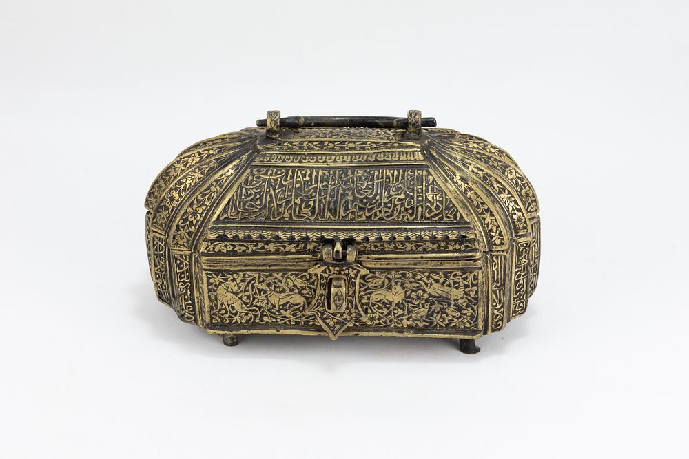 Lot 168: An Islamic Indo-Persian Brass Jewellery Box with Intricate...
