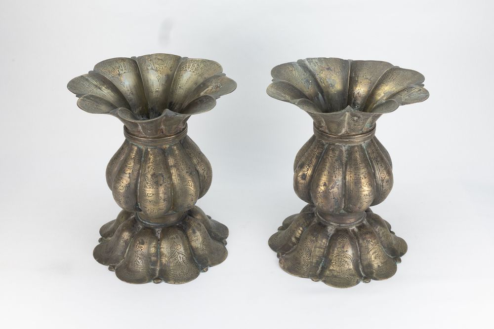 Lot 193: A Pair of Islamic Seljuk Khorasan Bronze Vases...