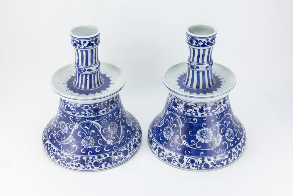 Lot 201: A Pair of Islamic Iznik Style Blue &...
