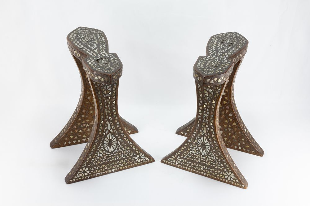 Lot 217: A Pair of Tall Wooden Islamic Ottoman Woman's...