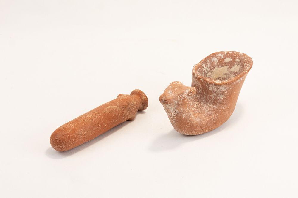Lot 276: A Lot of 2 Terracotta Bottle & Rhyton...