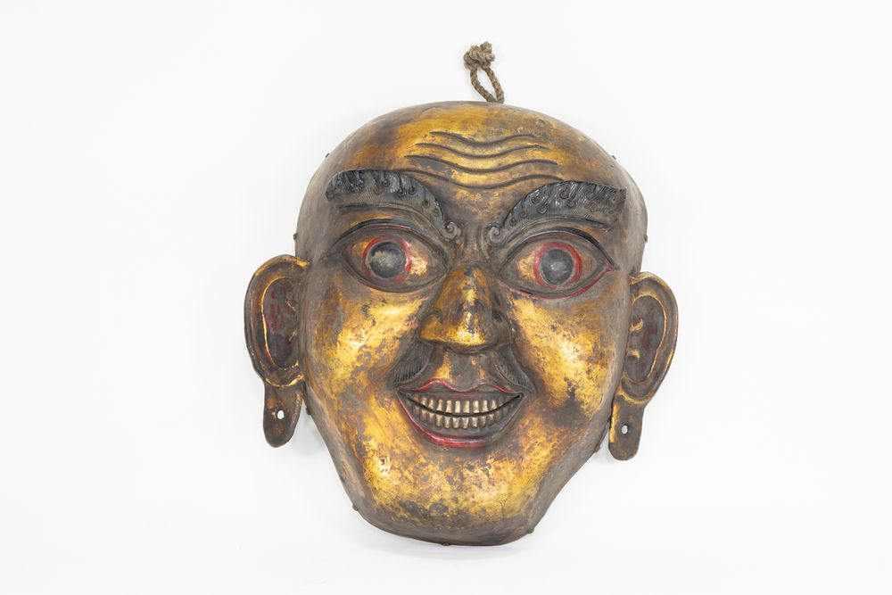 Lot 64: A Tribal Tibetan Bronze Buddhist Wall Hanging Mask...