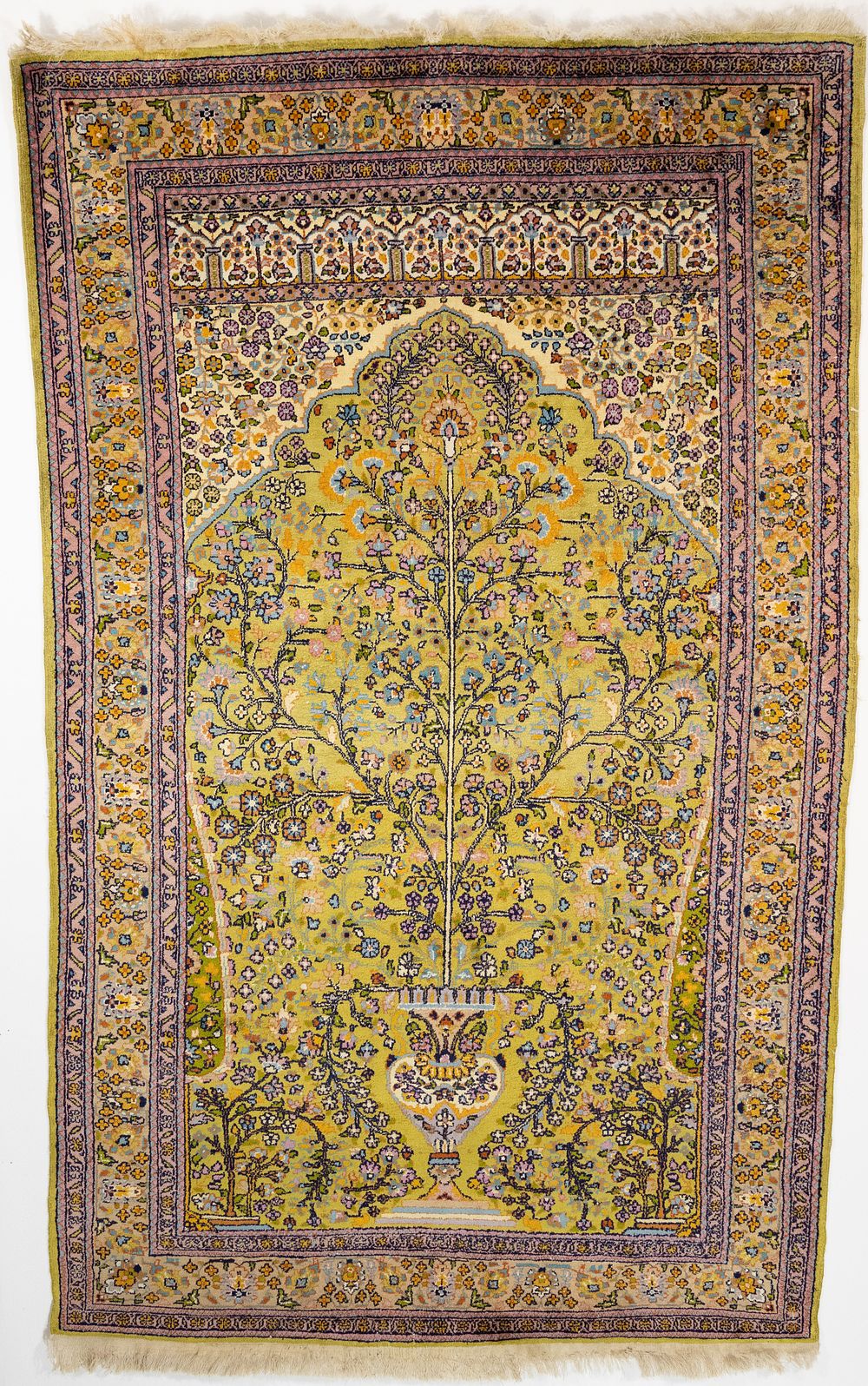 Lot 77: A Persian Qum Hand-knotted Silk Rug from the...
