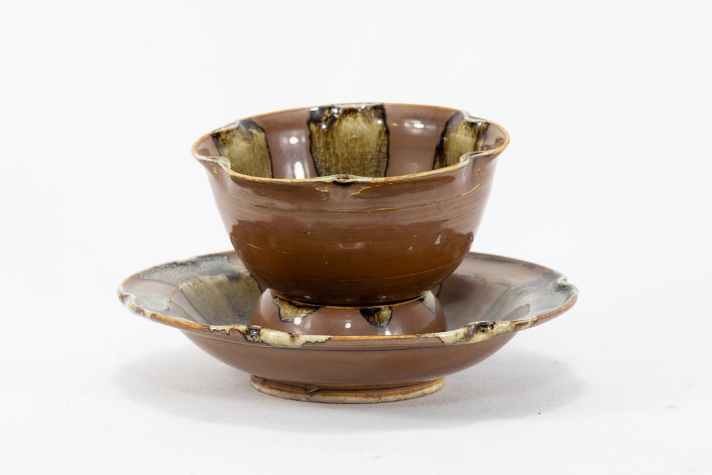 Lot 81: A Chinese Porcelain Teacup & Saucer with Character...