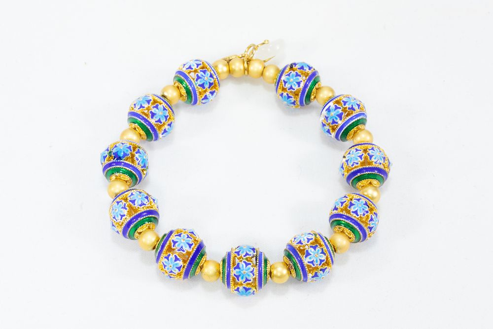 Lot 106: A Chinese Enamel Bracelet with Turquoise and Emerald...