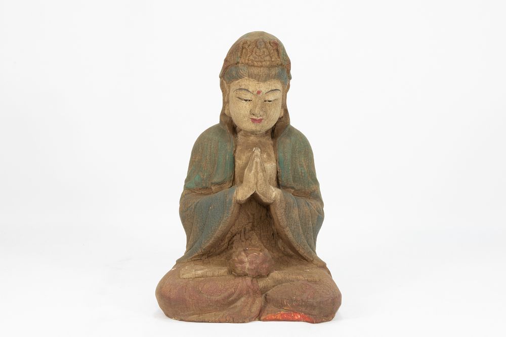Lot 133: A Chinese Wooden Carving Figure of a Sittings...