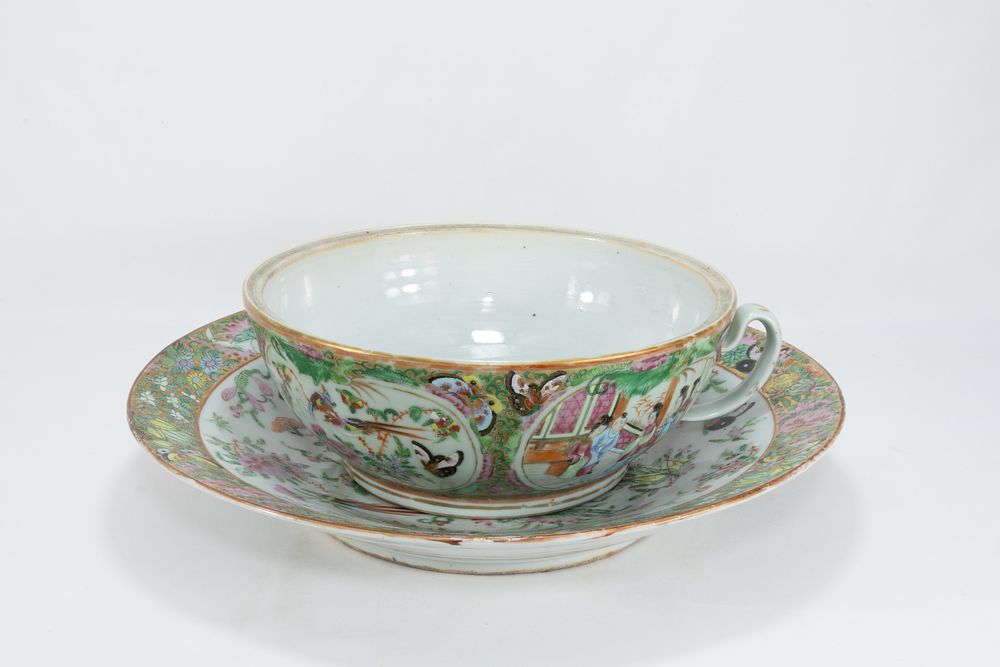Lot 144: A Large Chinese Famille Rose Saucer & Tea...