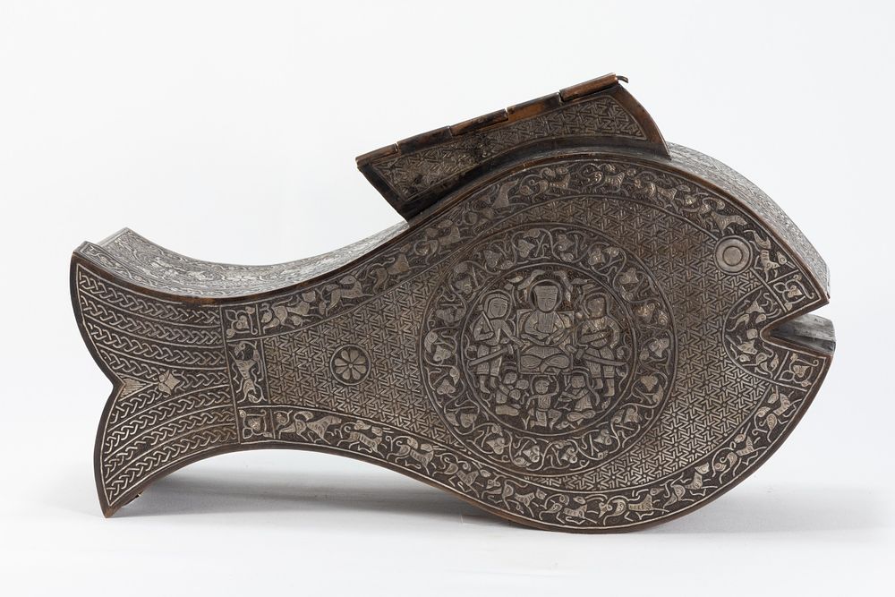 Lot 149: An Islamic Seljuk-Style Brass Box with Silver Inlay...