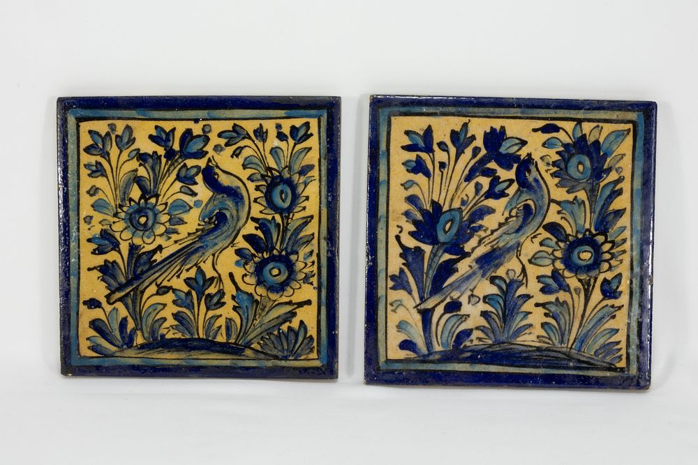 Lot 164: A Pair of Islamic Persian Qajar Style Tiles...