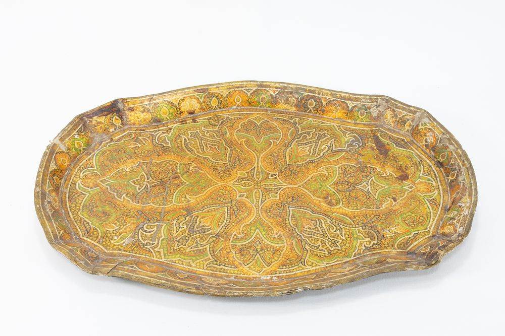 Lot 180: An Islamic Kashmiri Paper Mache Tray Decorated with...
