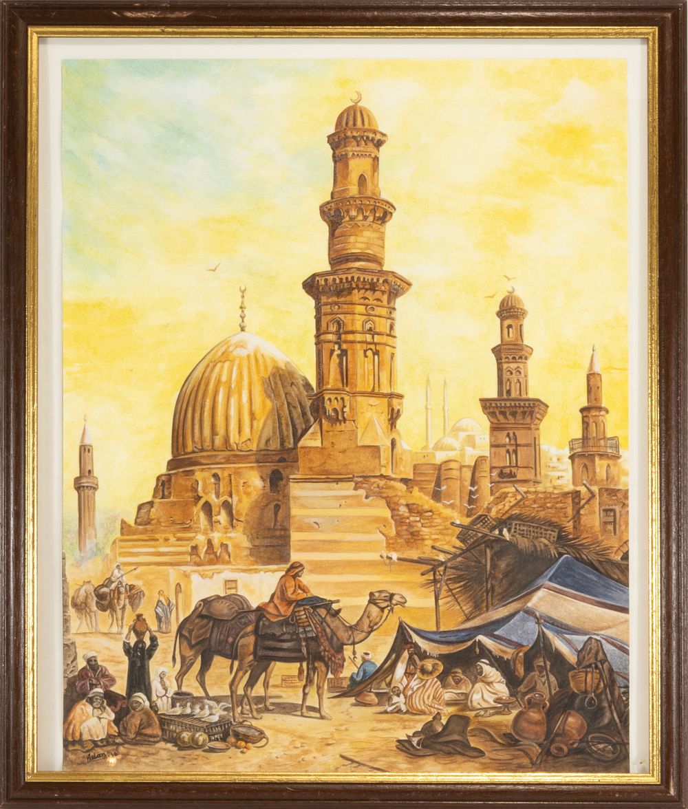 Lot 236: An Islamic Middle Eastern Painting of a Mosque,...