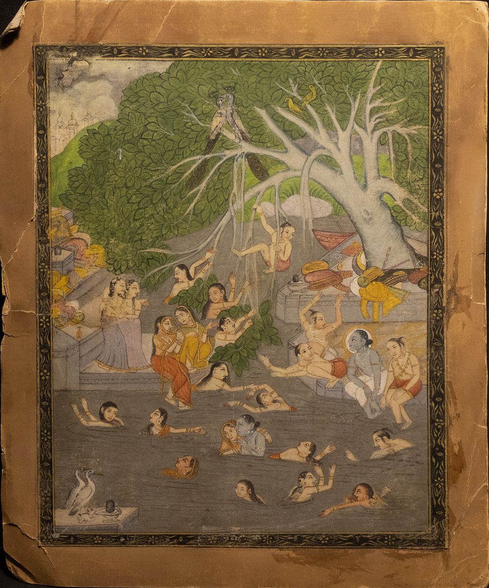 Lot 281: An Indian Painting of Jala-Krida: Krishna's Water-Sport -...