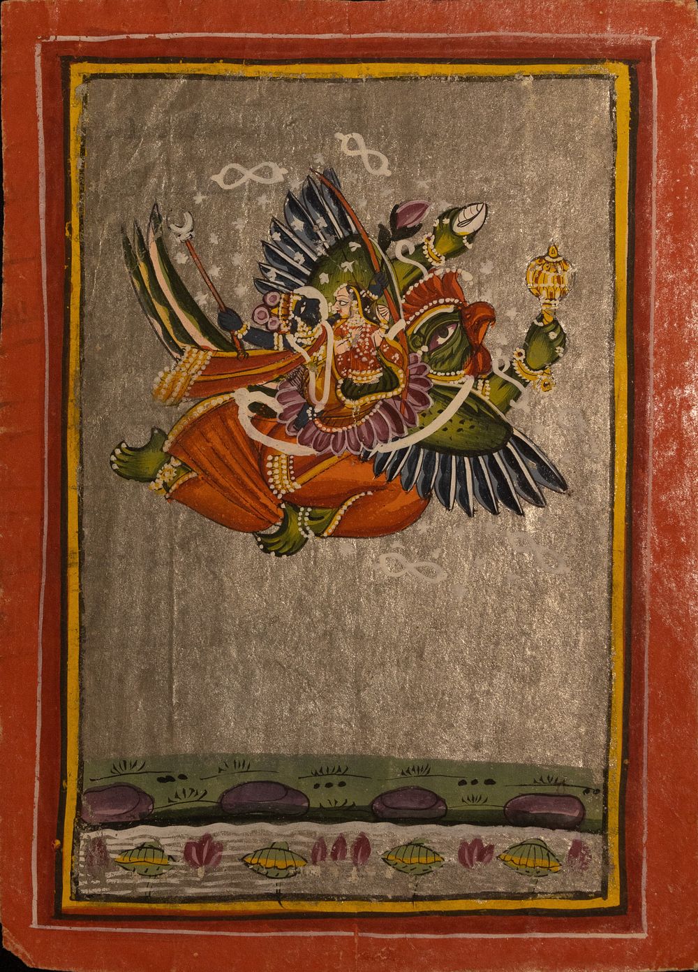 Lot 285: An Indian School Watercolour Painting Depicting Garud Laxmi...