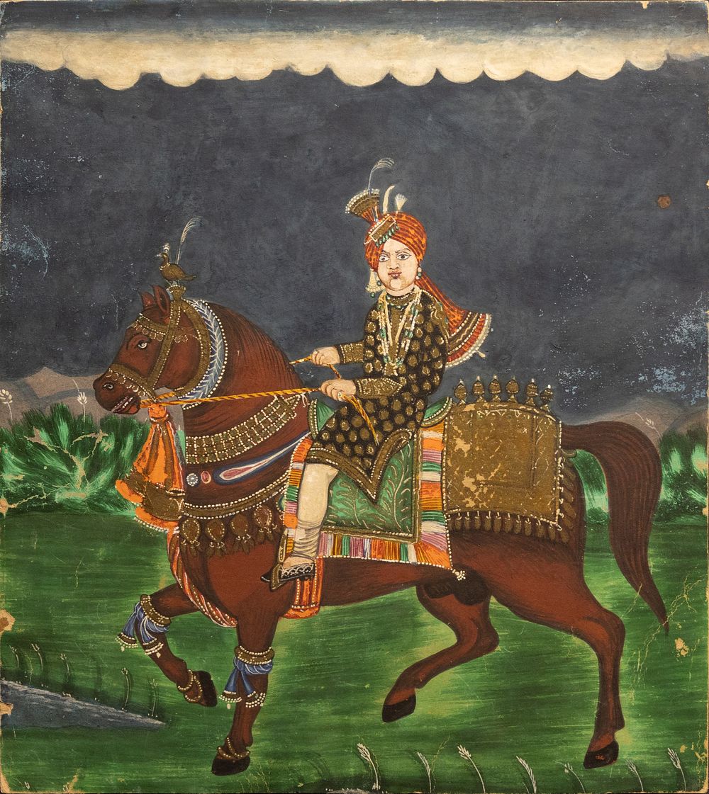Lot 286: An Indian Painting Depicting Maharaja on a Horse...