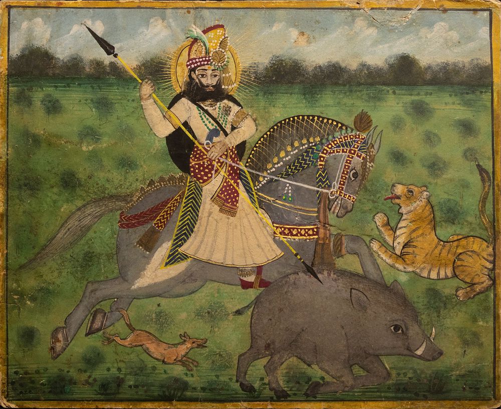 Lot 292: An Indian Painting Depicting Raja Bishan Singh Hunting...