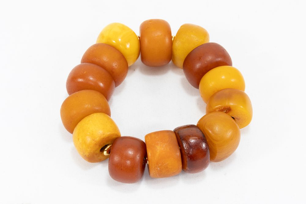 Lot 322: A Tribal Moroccan Amber Beads Bracelet.