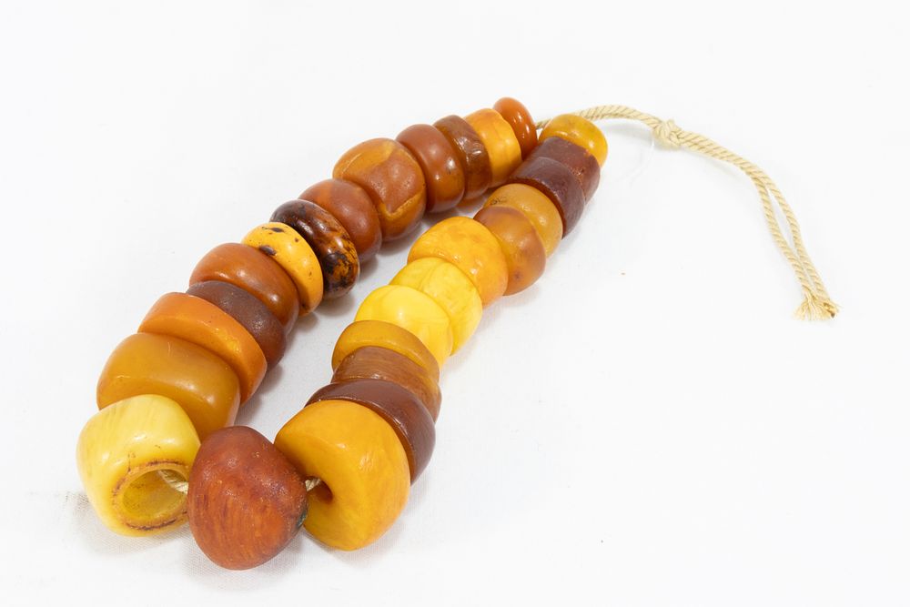 Lot 323: A Tribal Moroccan Amber Beads Necklace.
