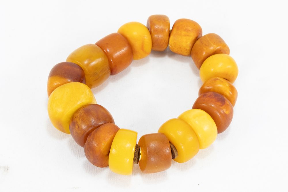 Lot 324: A Tribal Moroccan Amber Beads Bracelet.