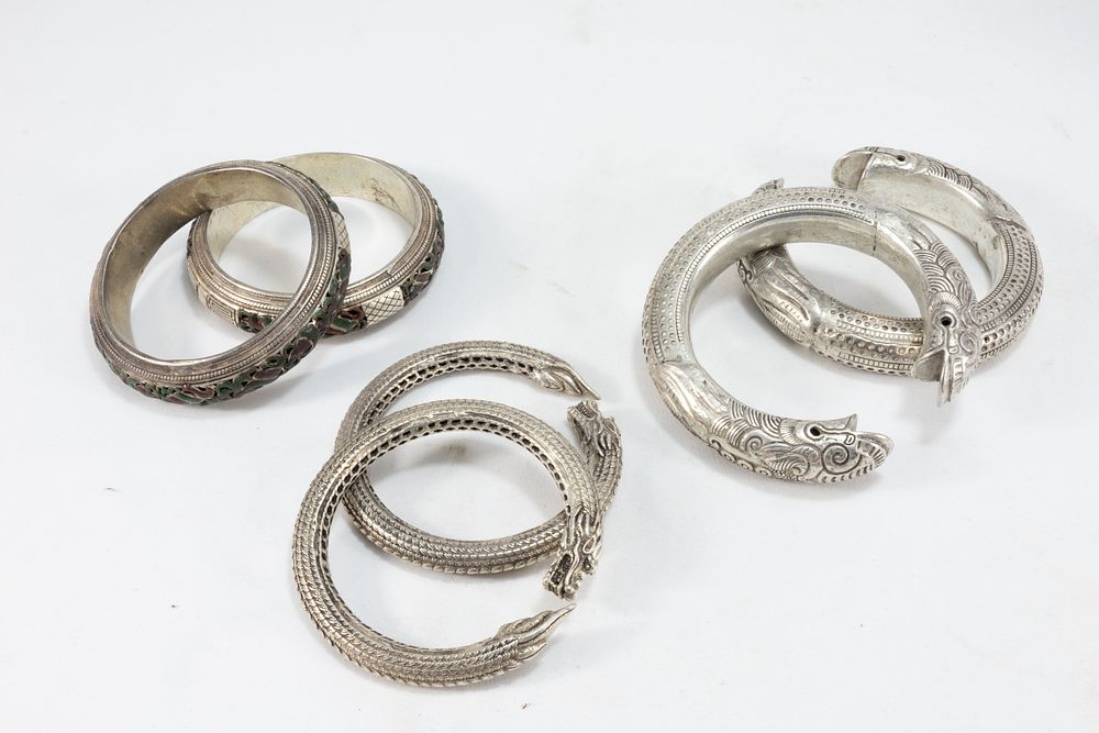 Lot 335: A Collection of 3 Tribal Chinese Tibetan White...